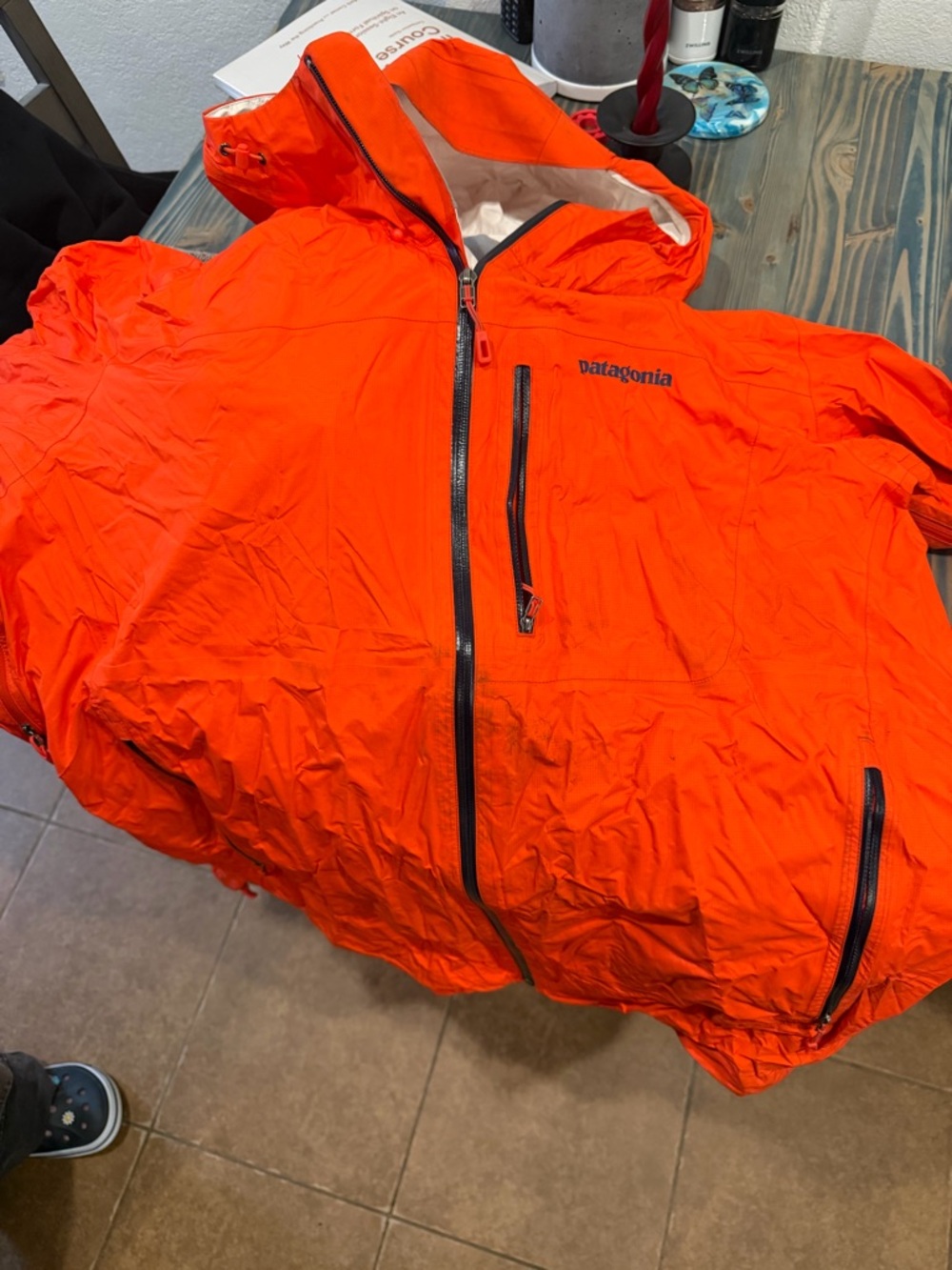 Patagonia High-Visibility Orange Hooded Shell Jacket
